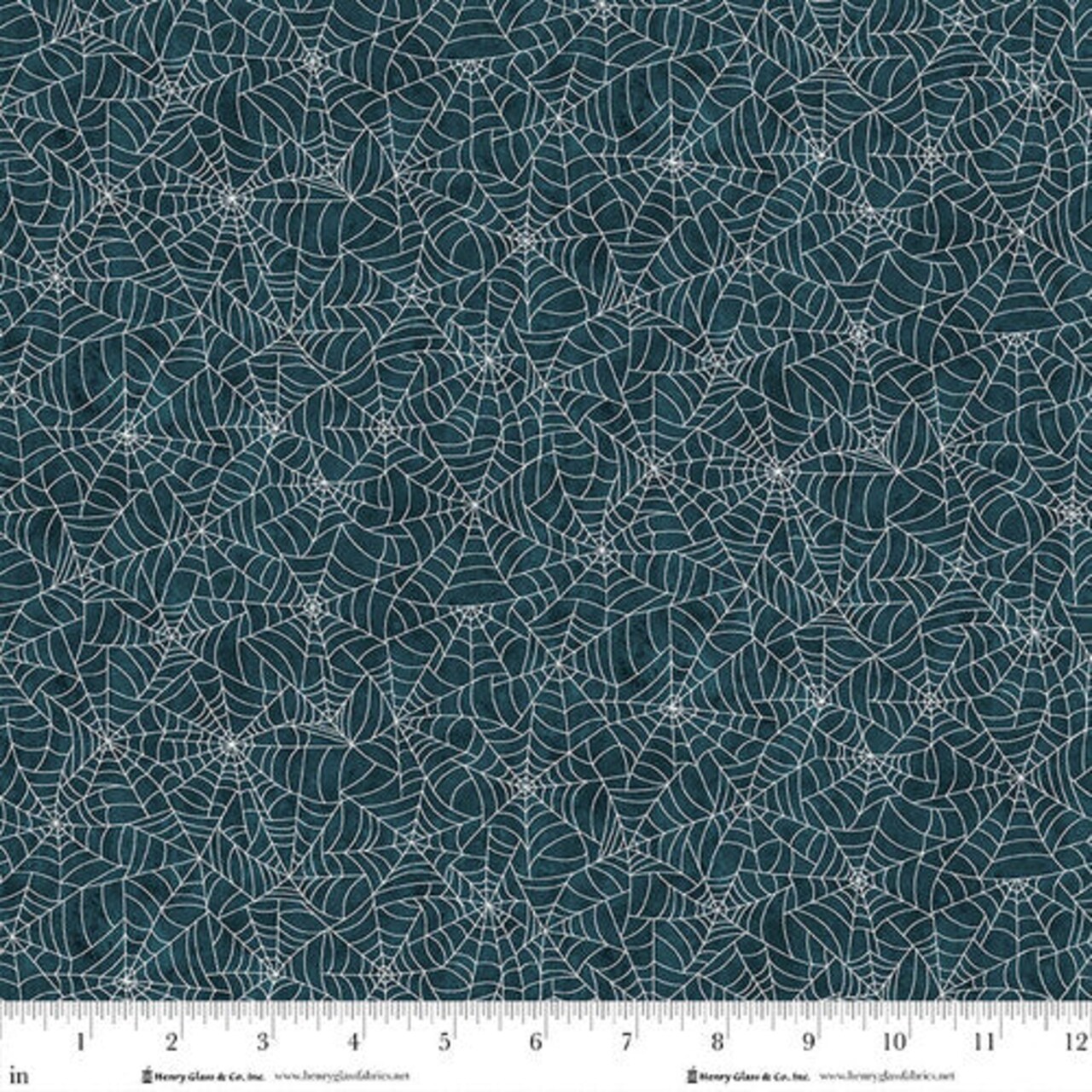 Fabric Henry Glass Glow in the Dark Black Spiderwebs by the Quarter Yard Q2028G-99